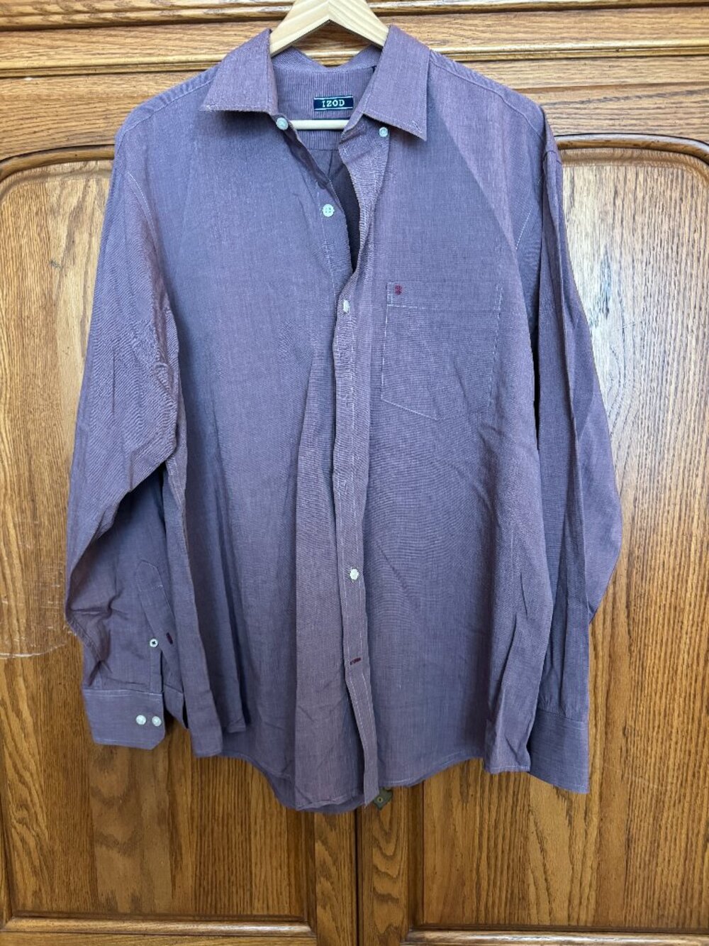 Izod Men's Long Sleeve Dress Shirt in Reddish-Purple